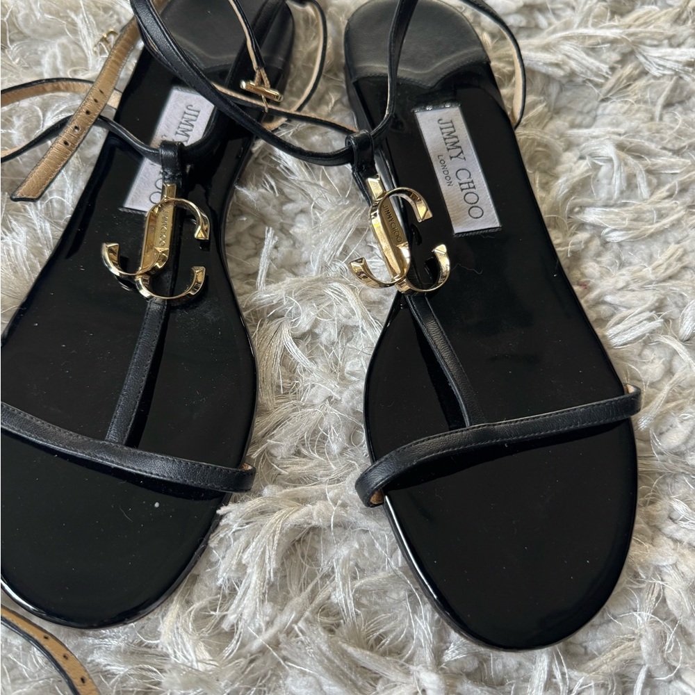 Jimmy Choo Black Logo Sandals